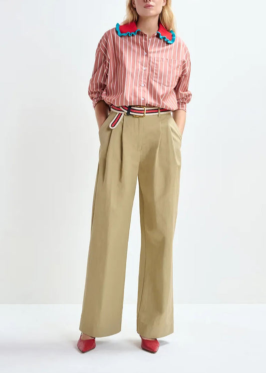 Pantalon Essentiel Antwerp Jammer Wide Leg Pants beige, vue 1 – pantalon femme | Ann Tuil