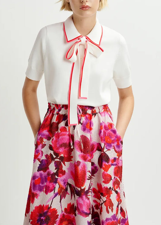 Polo Essentiel Antwerp High Polo With A Bow blanc, vue 1 – polo femme | Ann Tuil