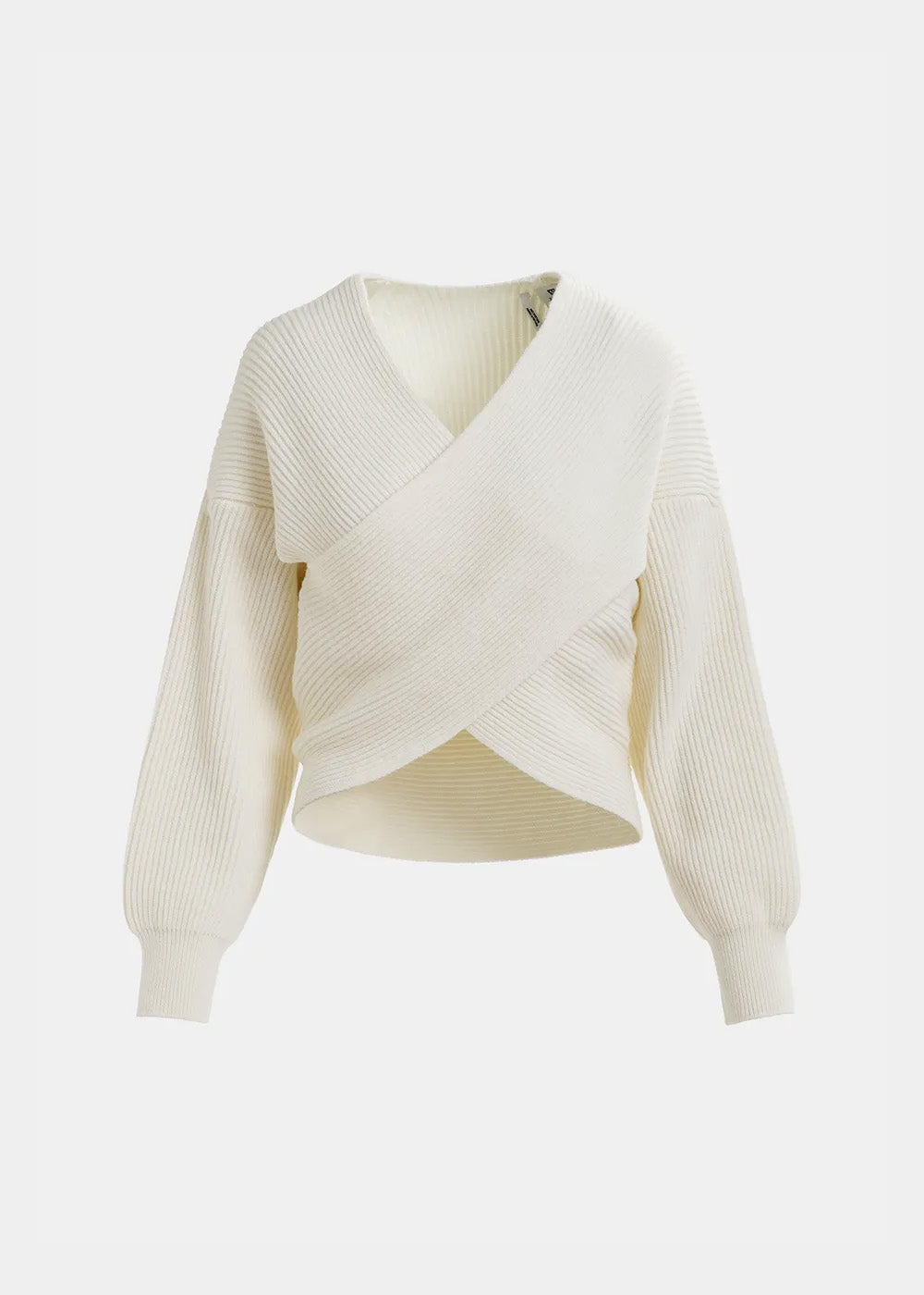 Pull croisé Essentiel Antwerp Gustaph Knitted Pullover blanc cassé, vue 9 – pull croisé femme | Ann Tuil