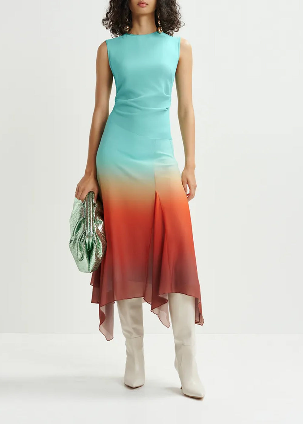 Robe Essentiel Antwerp Homerun tie et dye bleu clair orange, vue 5 – robe femme | Ann Tuil