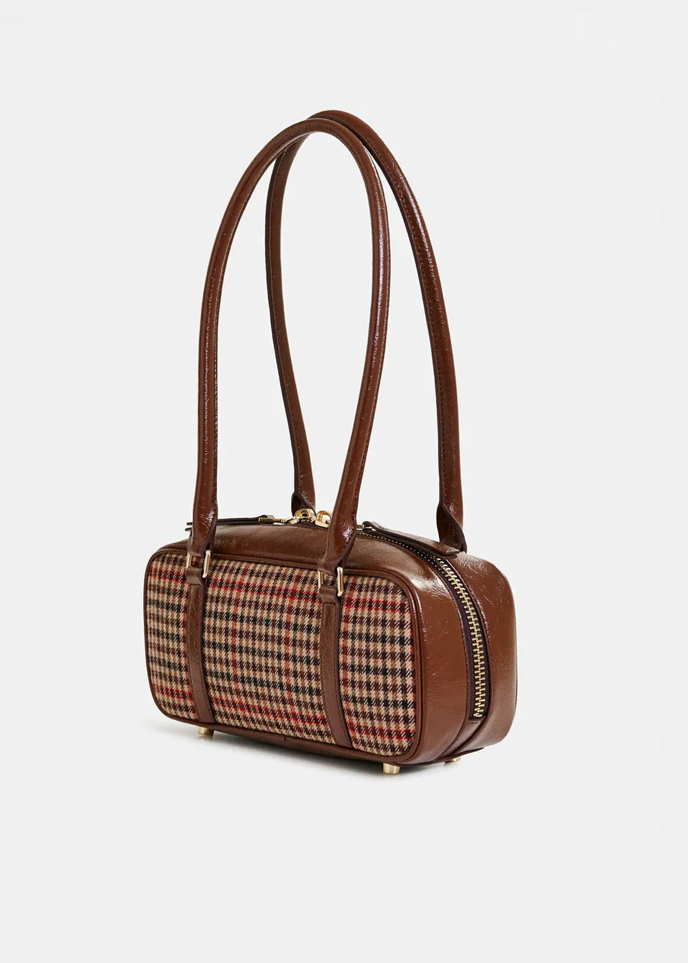 Sac Essentiel Antwerp Igor Checkwool Fabric Bag marron et beige, vue 3 – sac femme | Ann Tuil