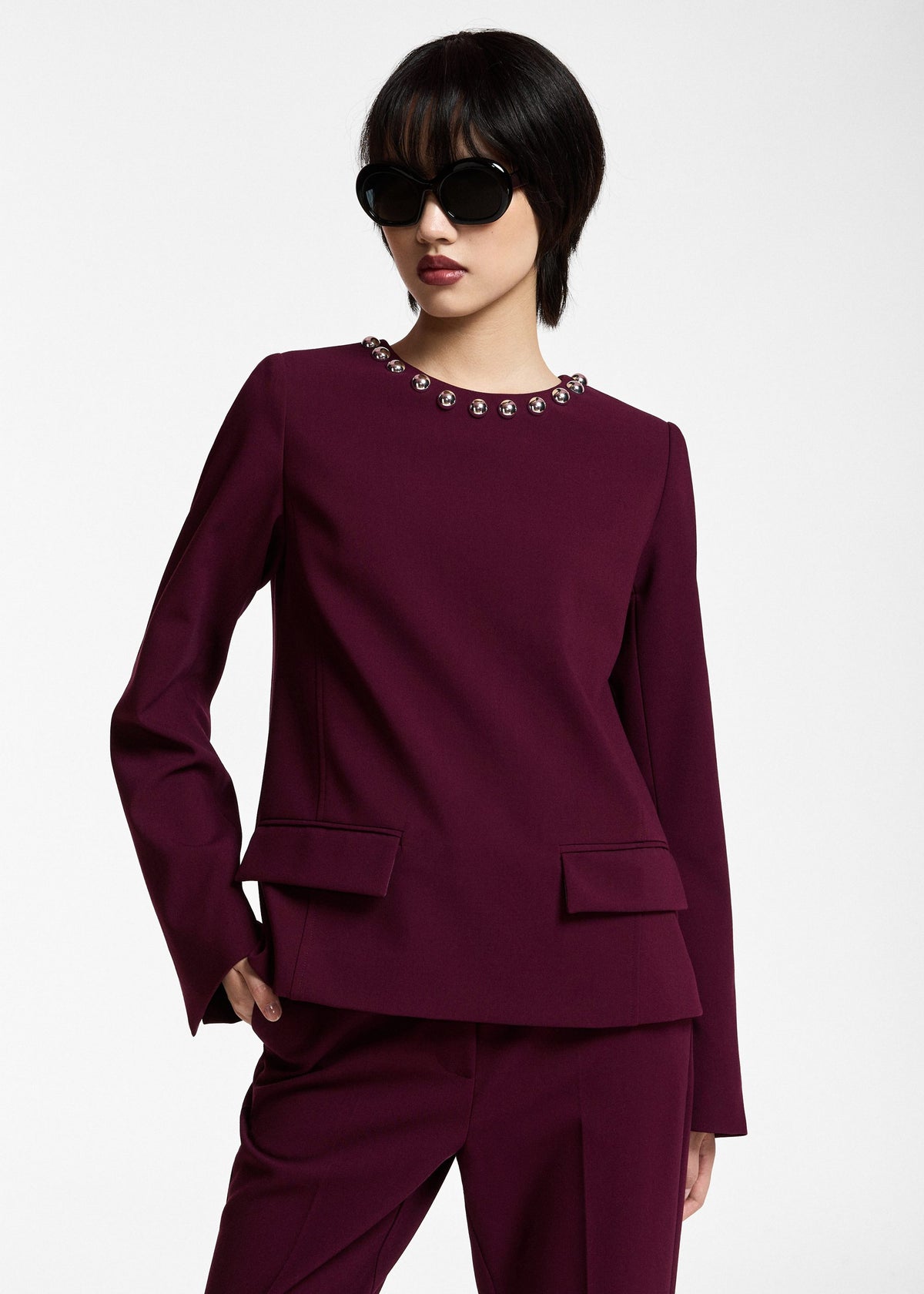 Top Essentiel Antwerp Kost bordeaux, vue 3 – top femme | Ann Tuil