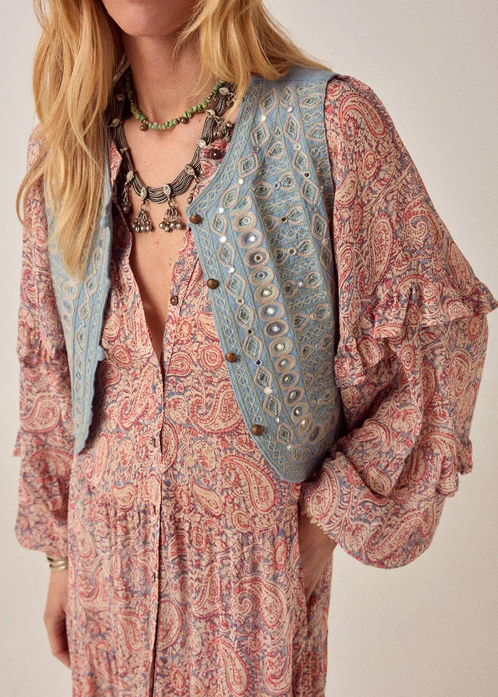 GILET SANS MANCHE BRODÉ MAISON HOTEL HALO MOON TREASURE