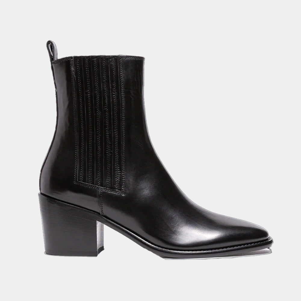 Boots Sartore Sable SR4428 en cuir noir, vue de profil – boots femme | Ann Tuil