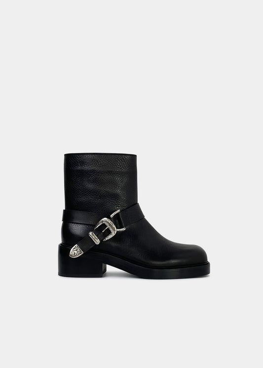 Boots Sartore Salto SR4826 en cuir noir, vue de profil – boots femme | Ann Tuil