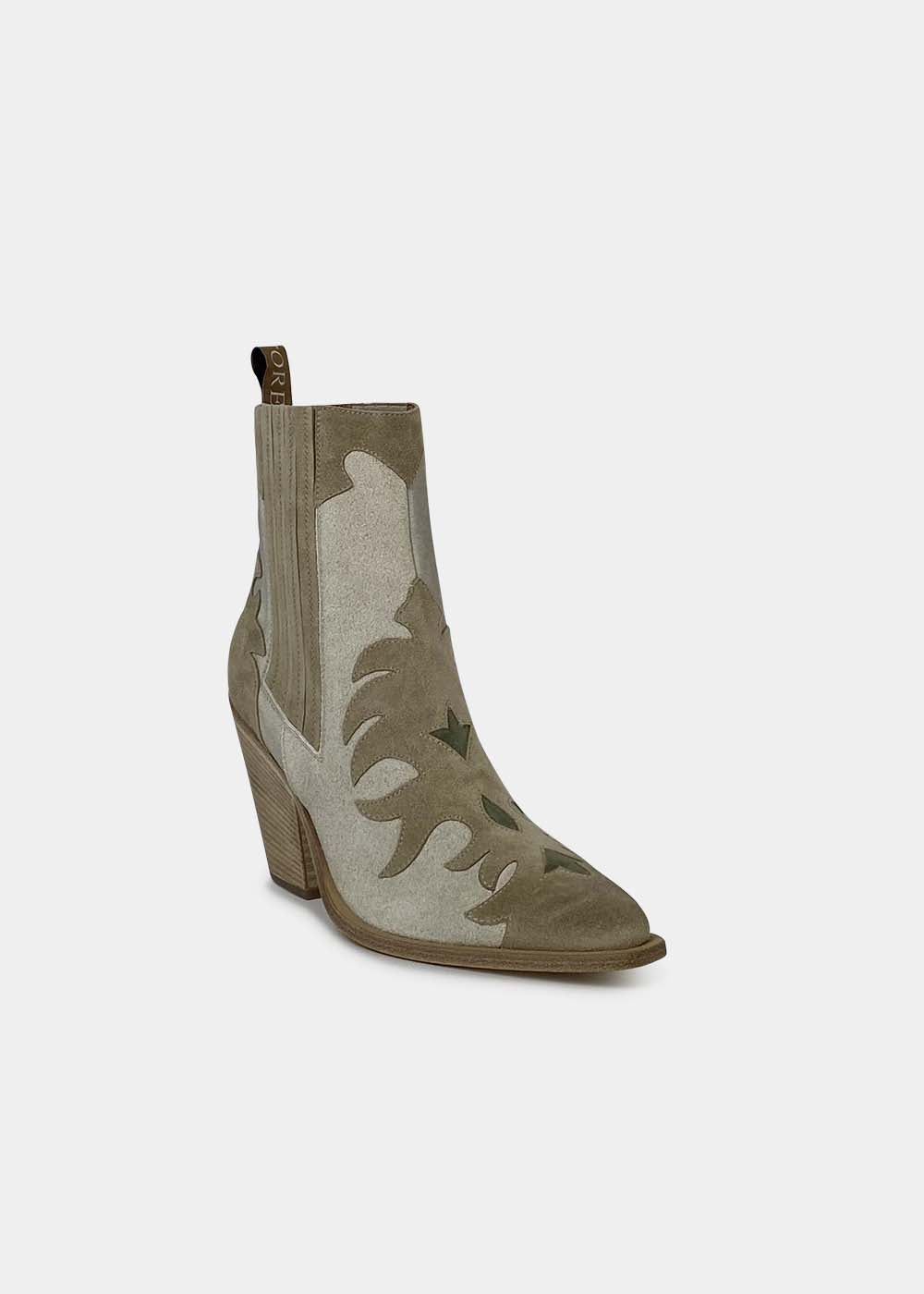 Boots Sartore Season SR3921 en velours écru, camel clair et olive, vue 2 – boots femme | Ann Tuil