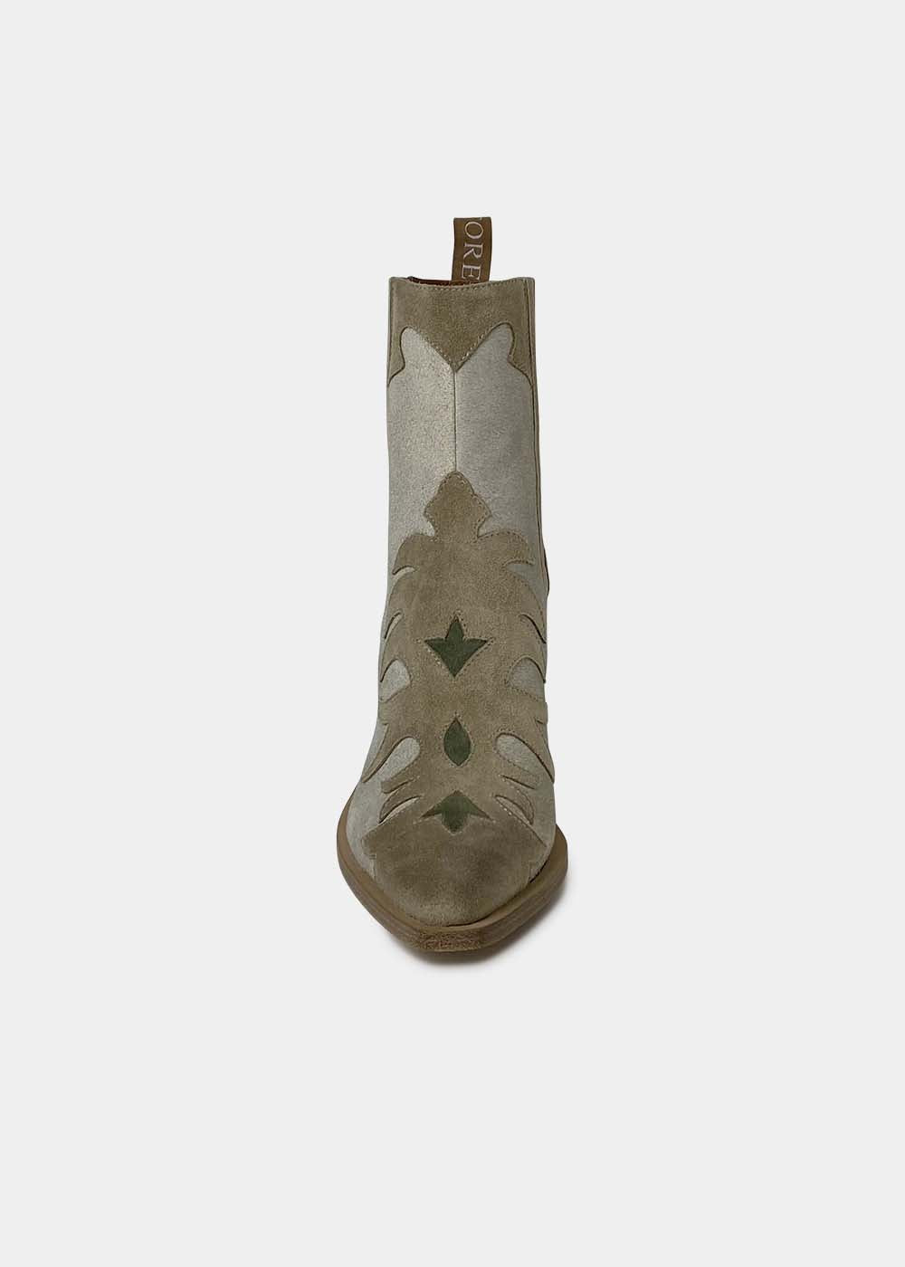 Boots Sartore Season SR3921 en velours écru, camel clair et olive, vue 3 – boots femme | Ann Tuil