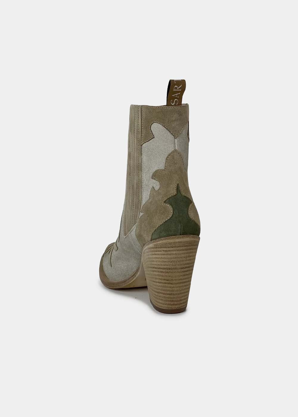 Boots Sartore Season SR3921 en velours écru, camel clair et olive, vue 4 – boots femme | Ann Tuil