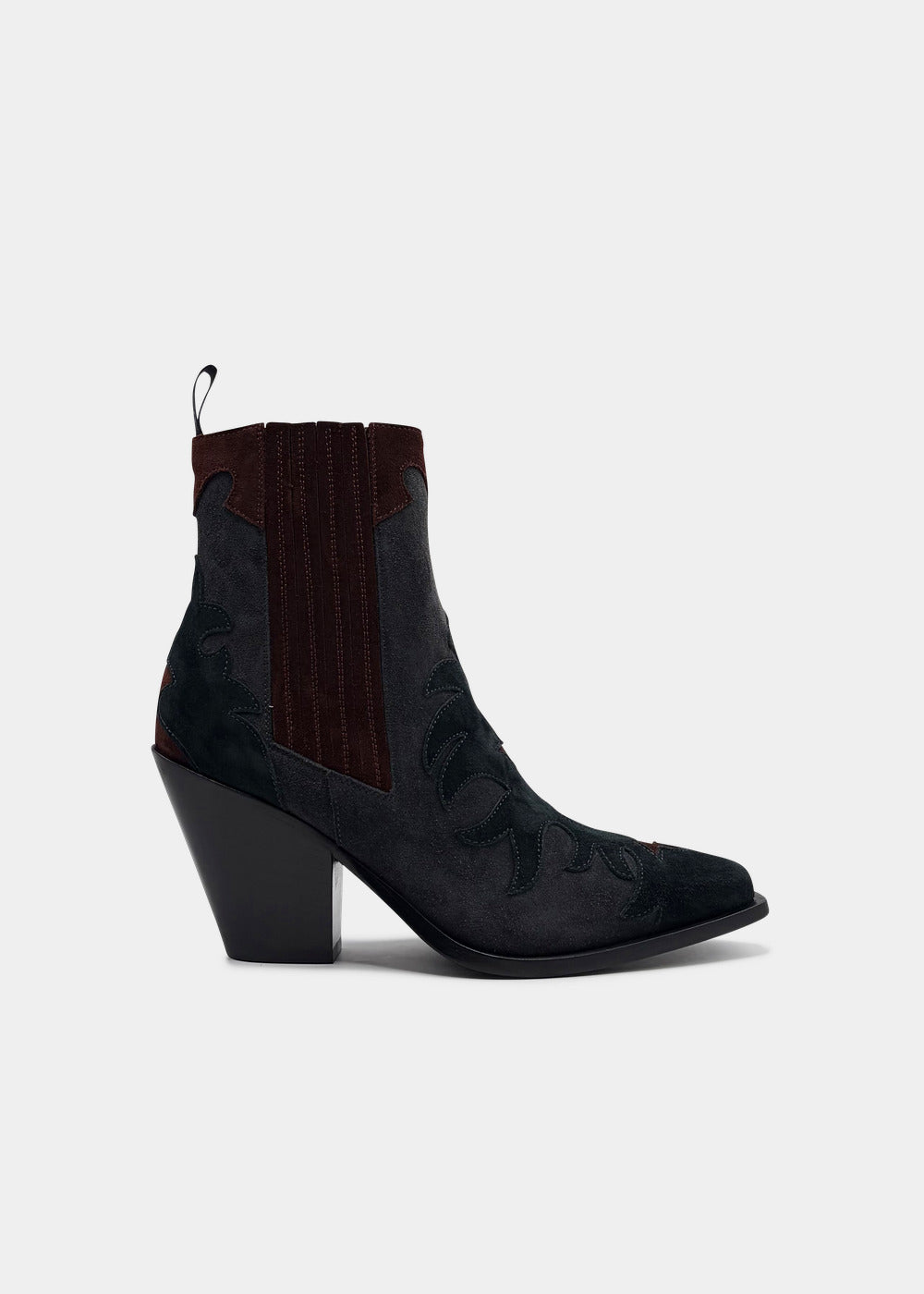 Boots Sartore Season SR3921 en velours gris, vert et bordeaux, vue de profil – boots femme | Ann Tuil