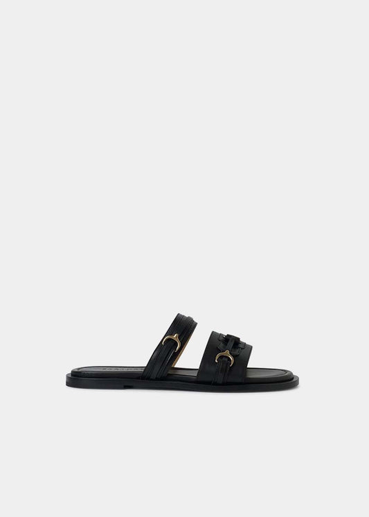 Mules Sartore Seoul SR4733 en cuir noir, vue de profil – mules femme | Ann Tuil