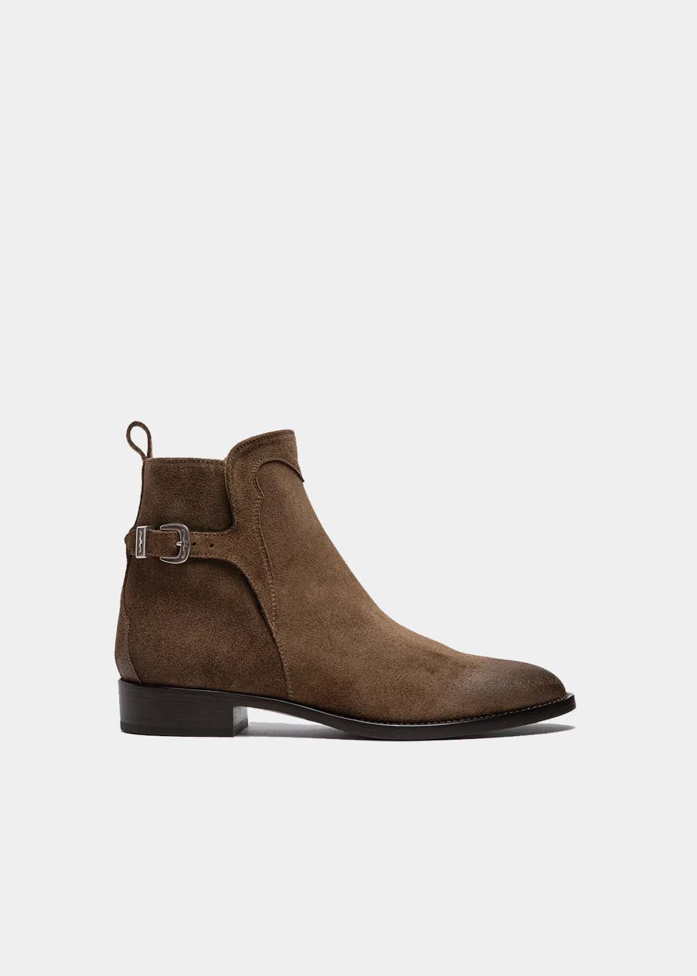Boots Sartore Serena SR471109 en velours marron, vue de profil – boots femme | Ann Tuil