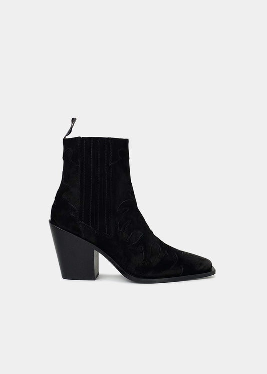 Boots Sartore Severin SR4810 en velours noir, vue de profil – boots femme | Ann Tuil