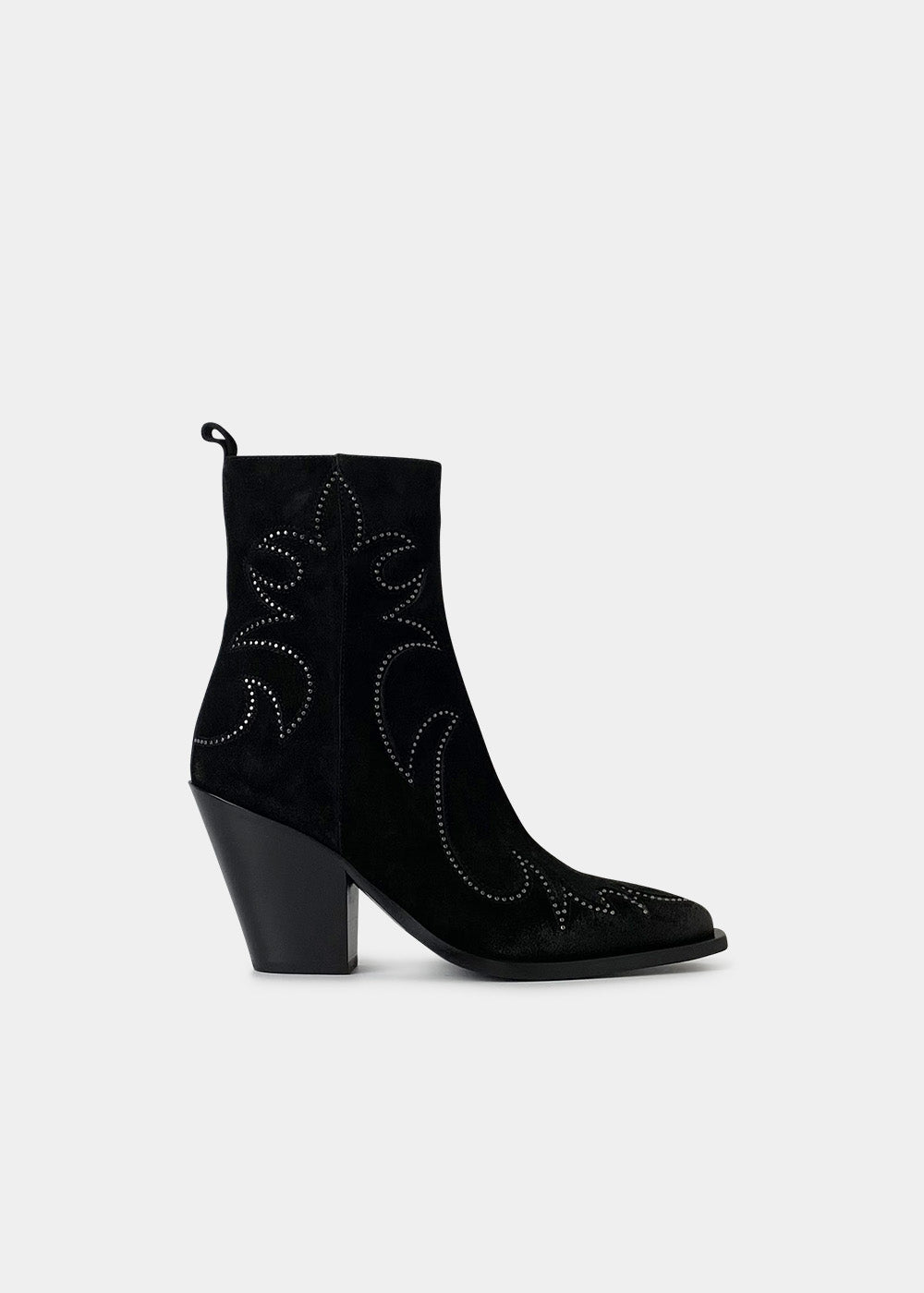 Boots Sartore Slide SR4507 en velours noir, vue de profil – boots femme | Ann Tuil