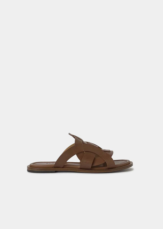 Mules Sartore Slim SR4555 en cuir camel, vue de profil – mules femme | Ann Tuil