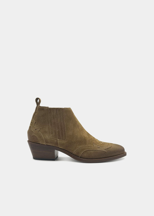 Boots Sartore Sofa en velours camel, vue de profil – boots femme | Ann Tuil
