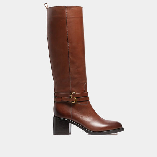 Bottes Sartore Souple SR4404 en cuir camel, vue de profil – bottes femme | Ann Tuil