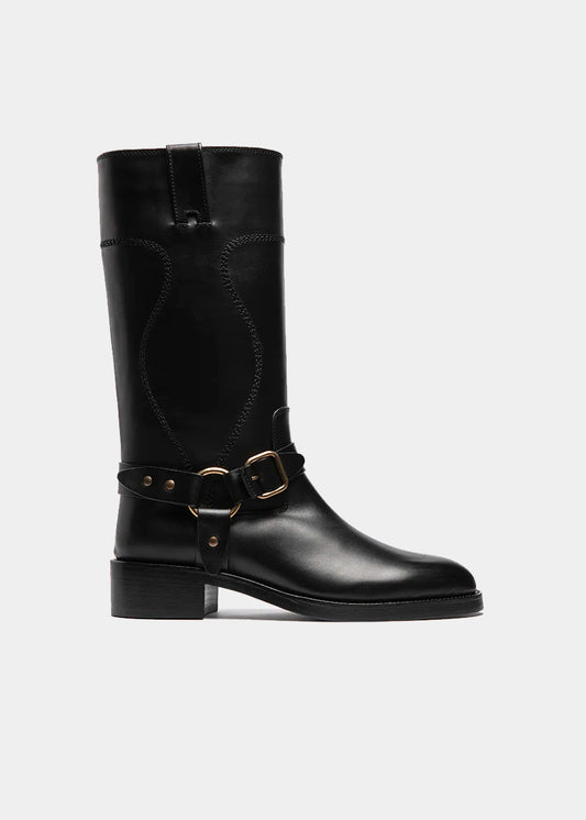 Bottes Sartore Subtil SR4604 en cuir noir, vue de profil – bottes femme | Ann Tuil