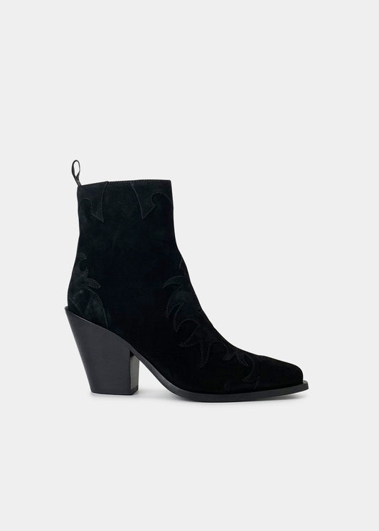 Boots Sartore Suite SR3666 en velours noir, vue de profil – boots femme | Ann Tuil