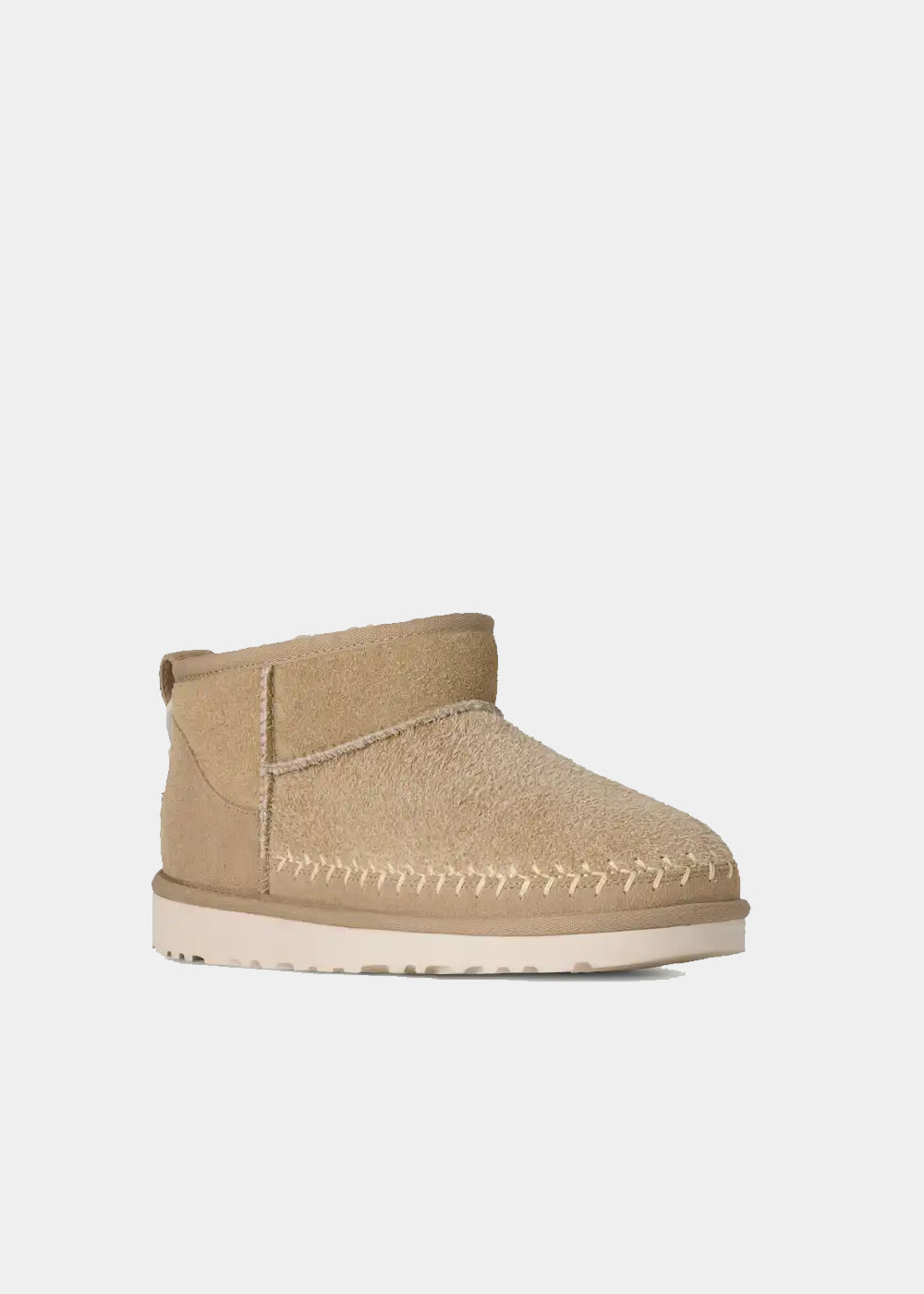Boots UGG Classic Ultra Mini Biarritz en velours beige mustard seed, vue 3 – bottines fourrées femme | Ann Tuil
