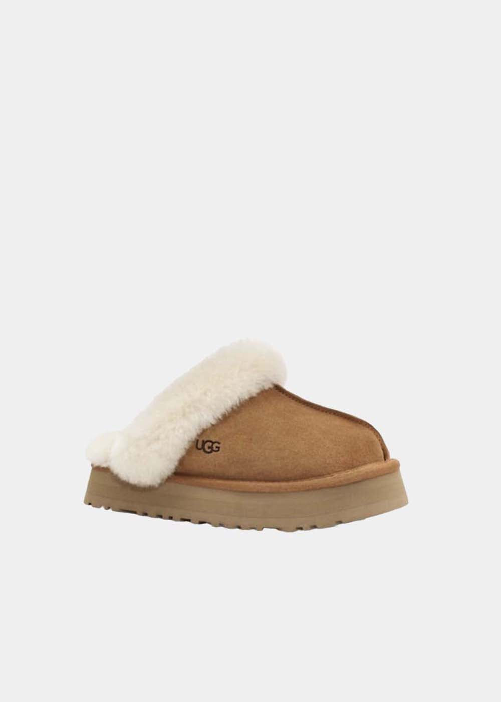Mules UGG Disquette en velours camel, vue 2 – mules plateforme femme | Ann Tuil