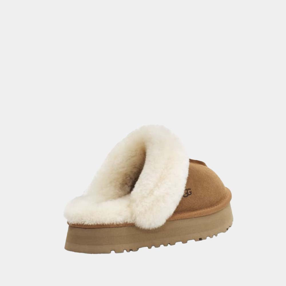 Mules UGG Disquette en velours camel, vue 3 – mules plateforme femme | Ann Tuil