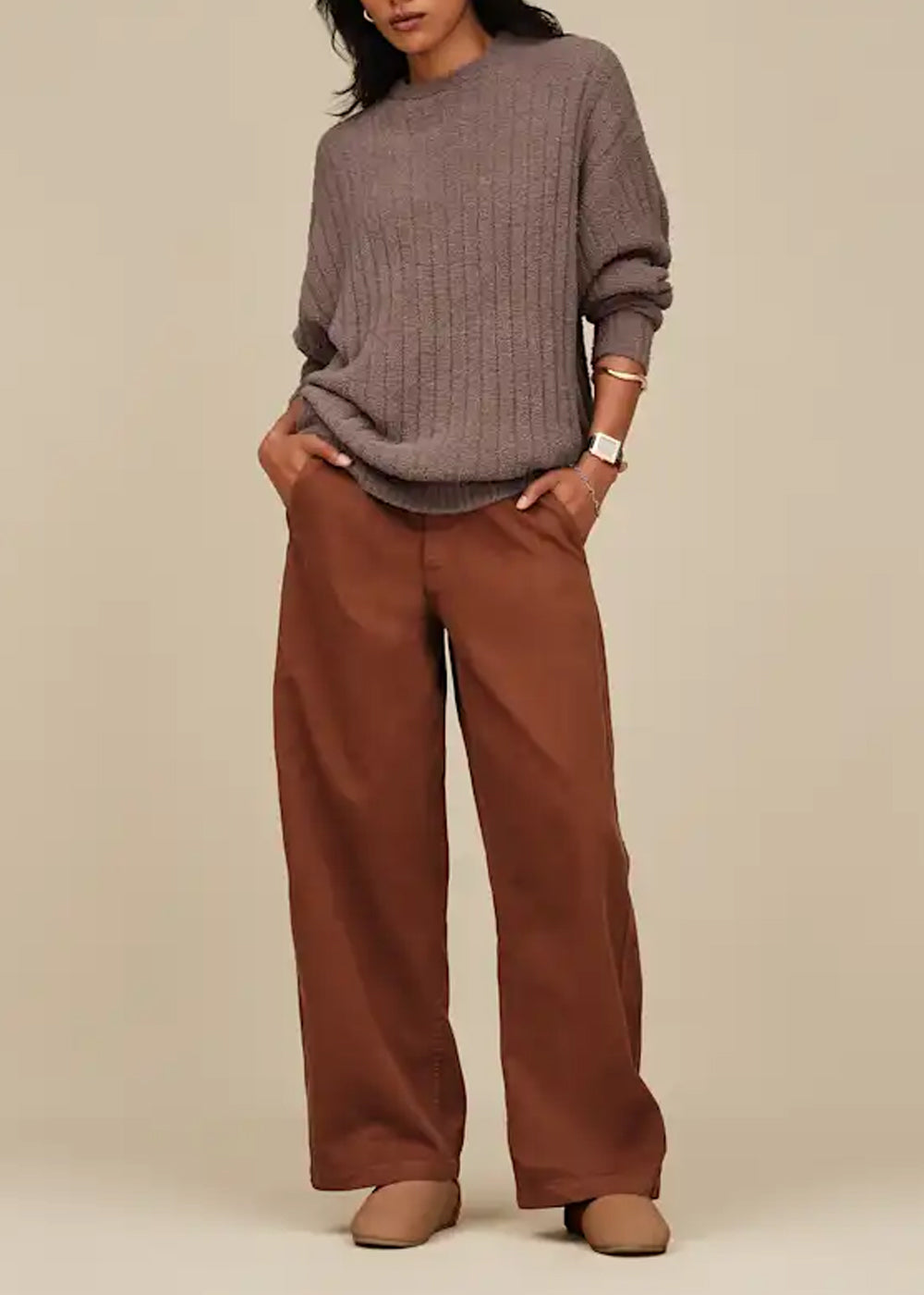 Slip-on UGG Elea en velours camel, vue 2 – mules sabots femme | Ann Tuil