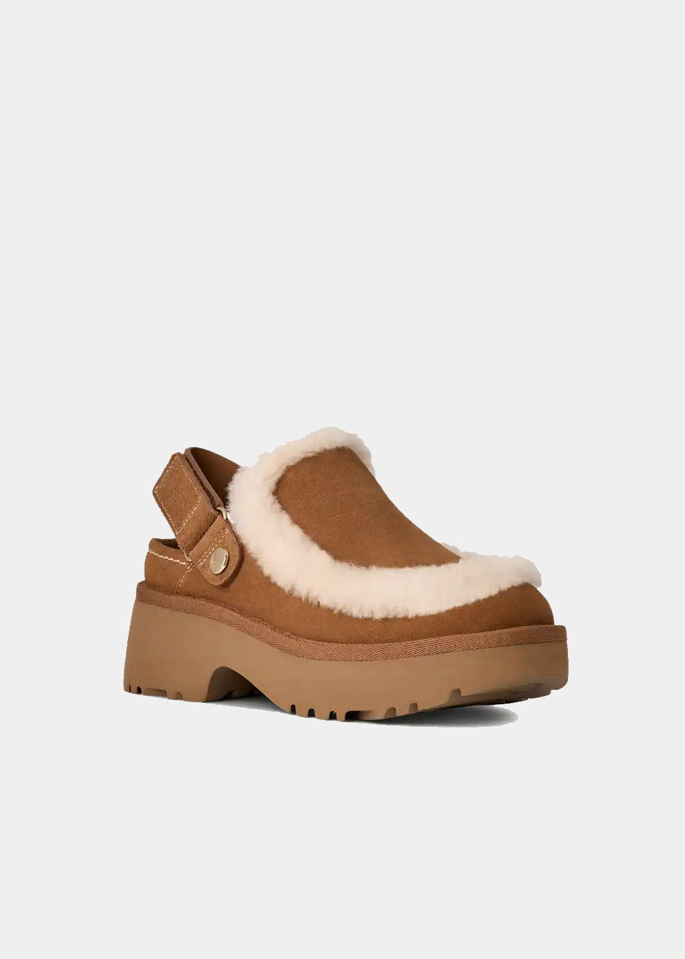 Sabots UGG Esmee Clog en velours camel, vue 3 – sabots fourrés femme | Ann Tuil