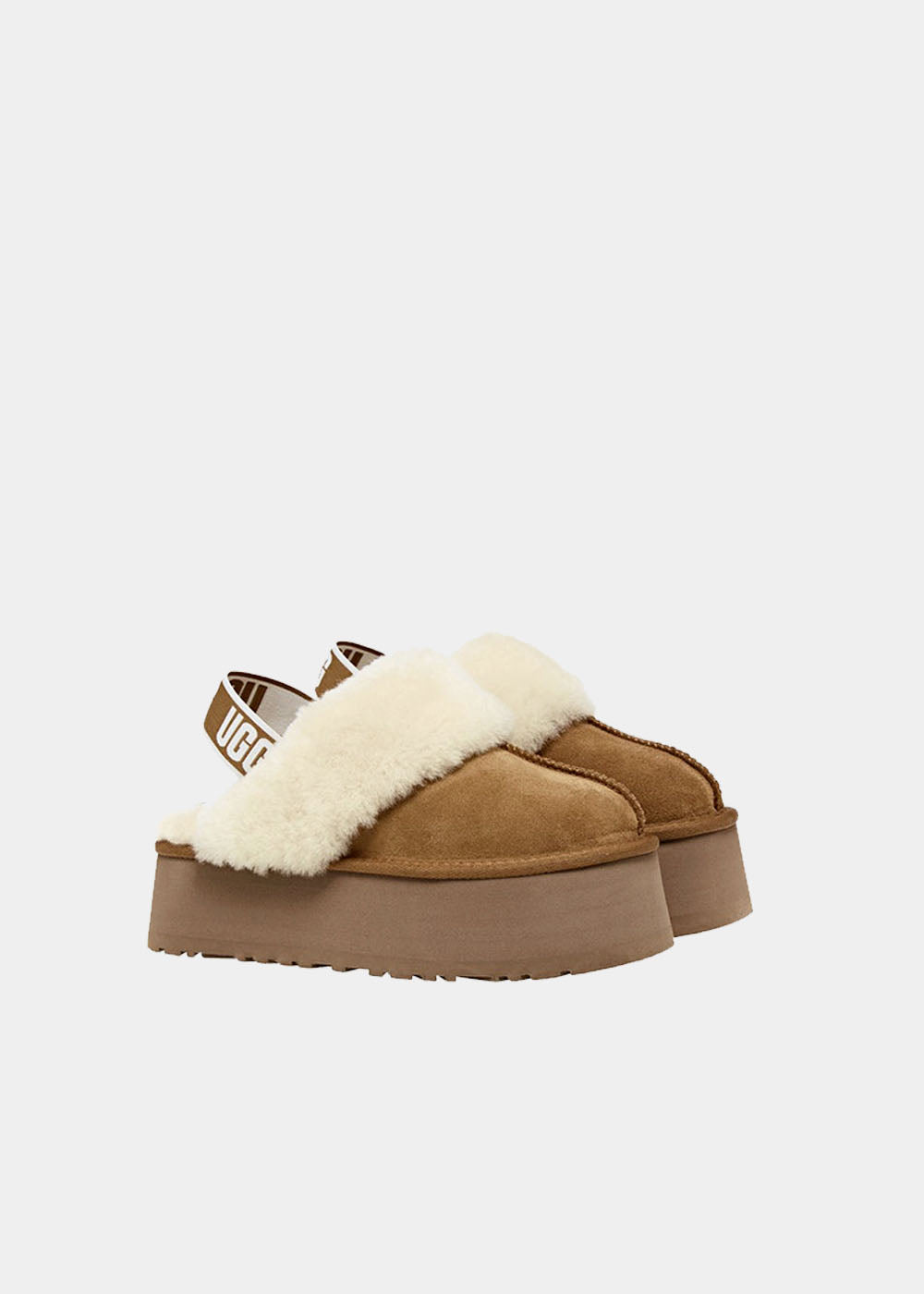 Mules UGG Funkette en velours camel, vue 2 – mules plateforme femme | Ann Tuil
