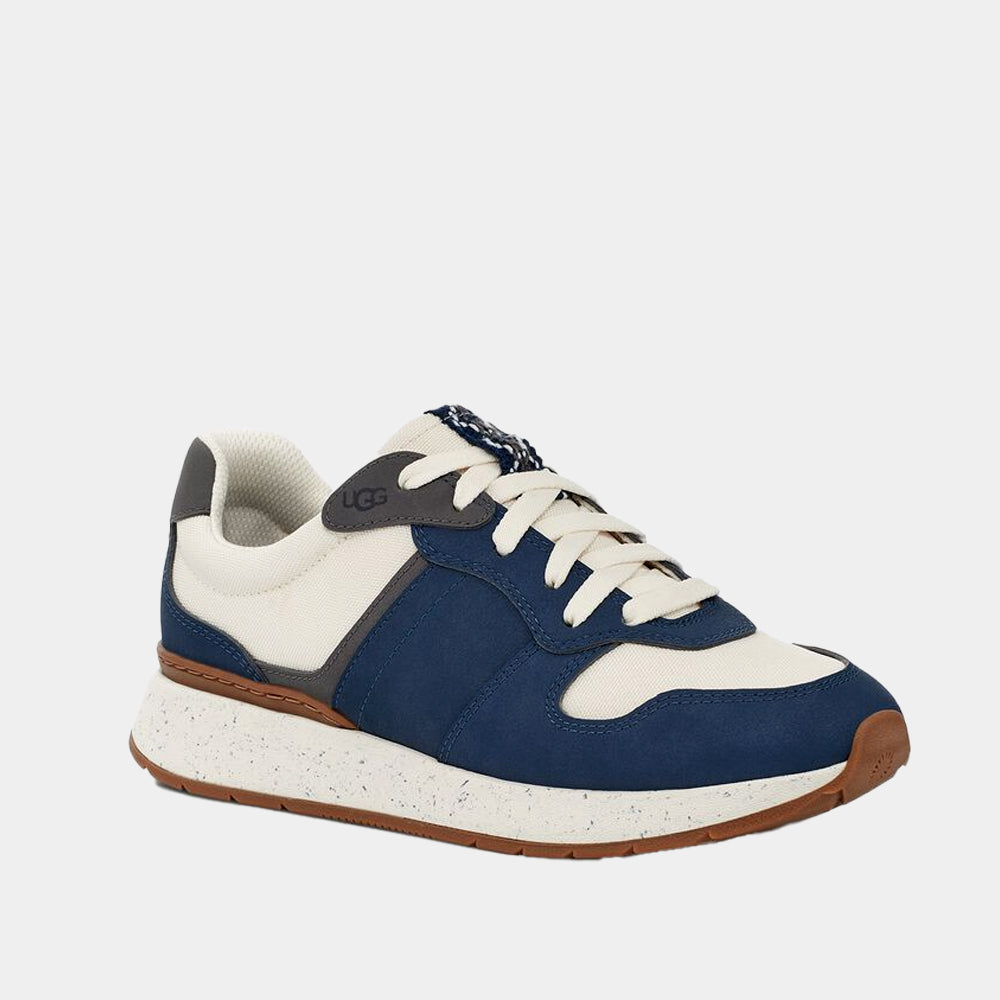 Baskets UGG Retrainer en cuir et tissu marine et blanc, vue 2 – baskets femme | Ann Tuil