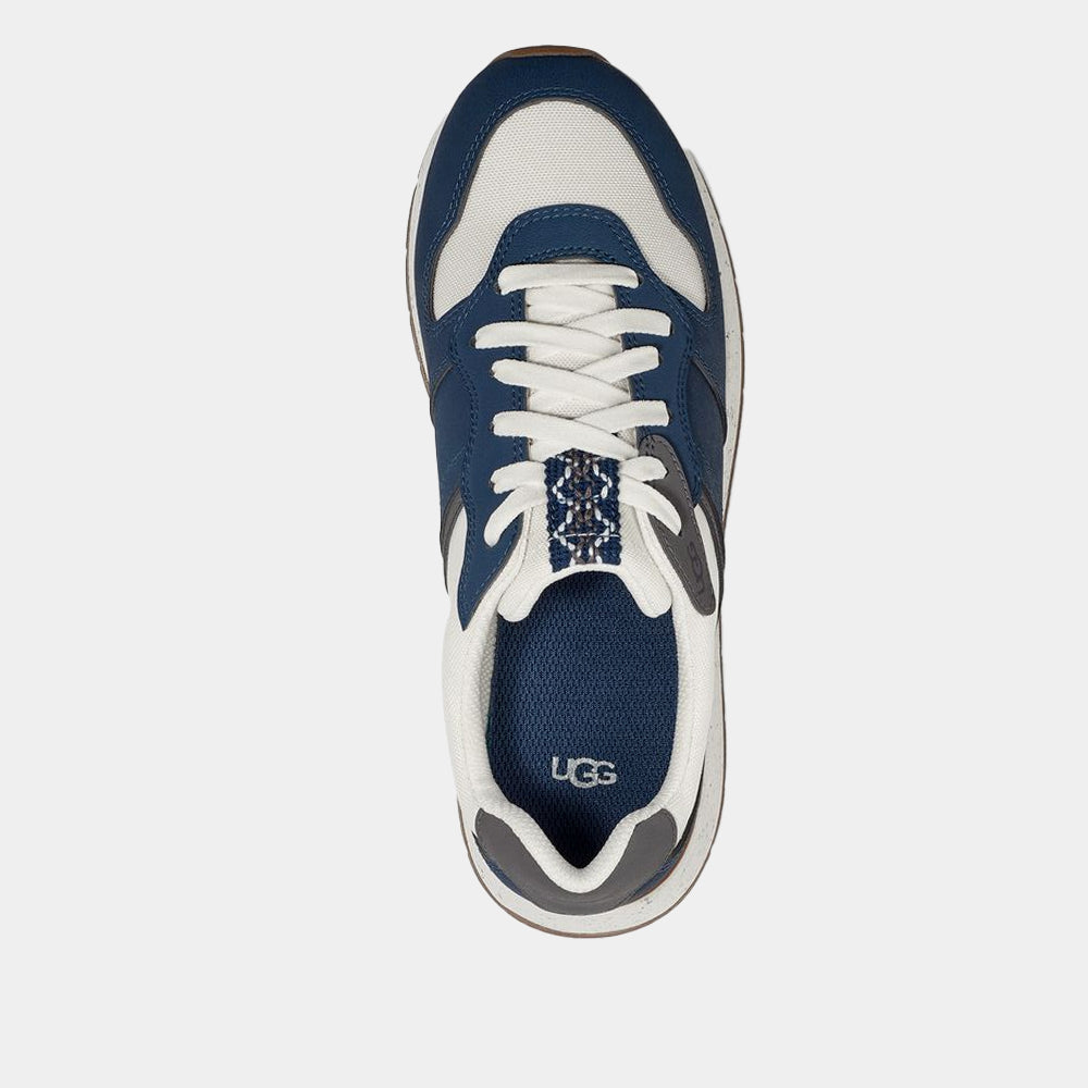 Baskets UGG Retrainer en cuir et tissu marine et blanc, vue 3 – baskets femme | Ann Tuil