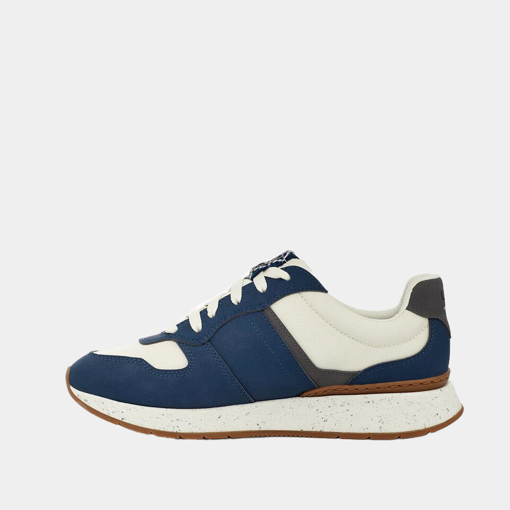 Baskets UGG Retrainer en cuir et tissu marine et blanc, vue 4 – baskets femme | Ann Tuil