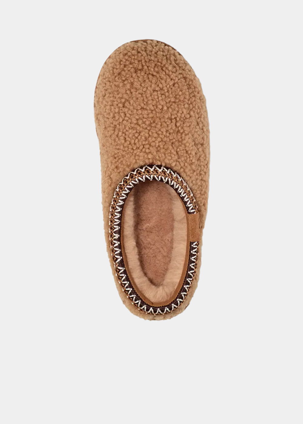 Mules UGG Tasman Maxi Curly coloris camel, vue 3 – chaussons mules fourrés femme | Ann Tuil