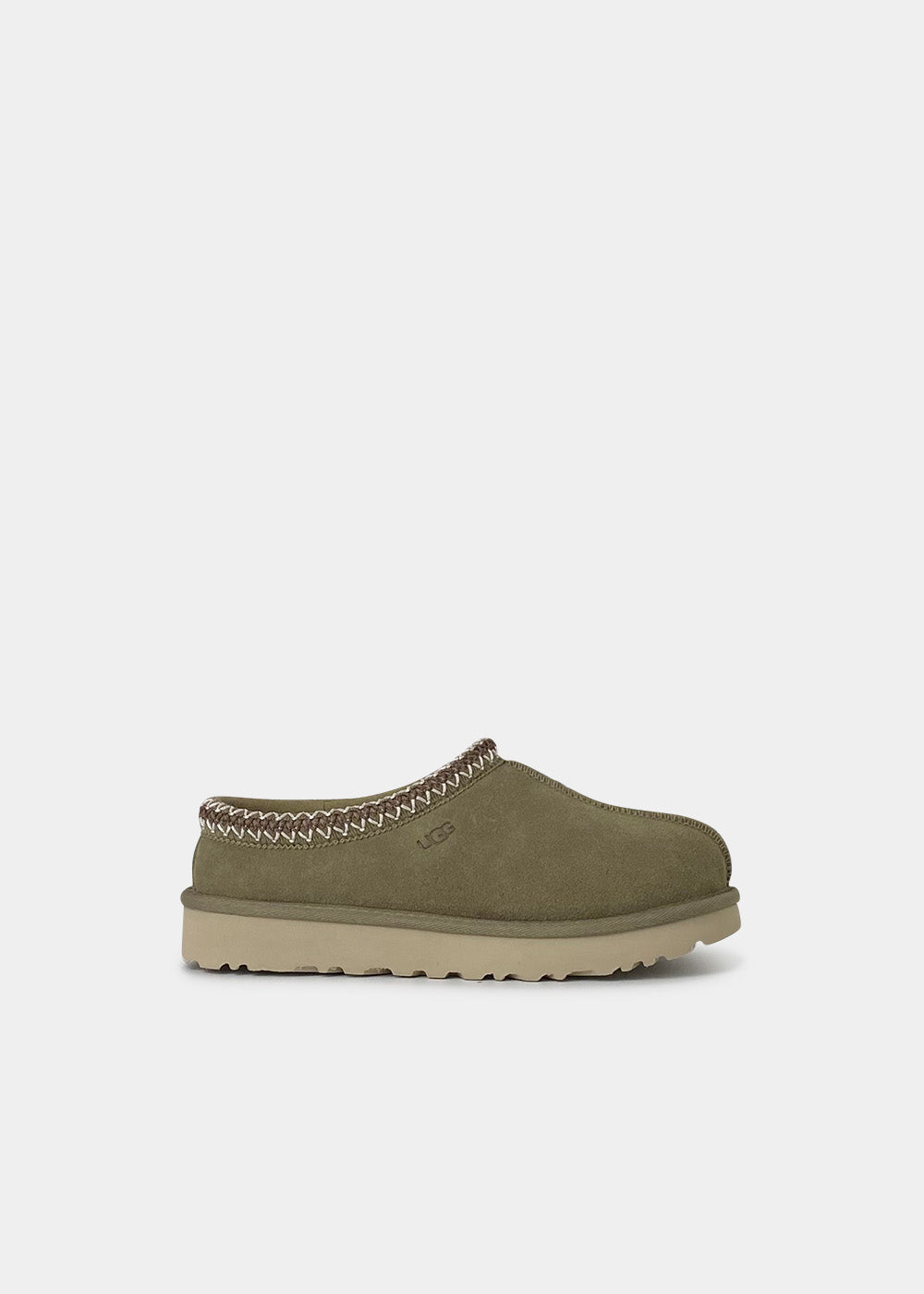 Mules UGG Tasman en velours antilope, vue de profil – chaussons mules fourrés femme | Ann Tuil