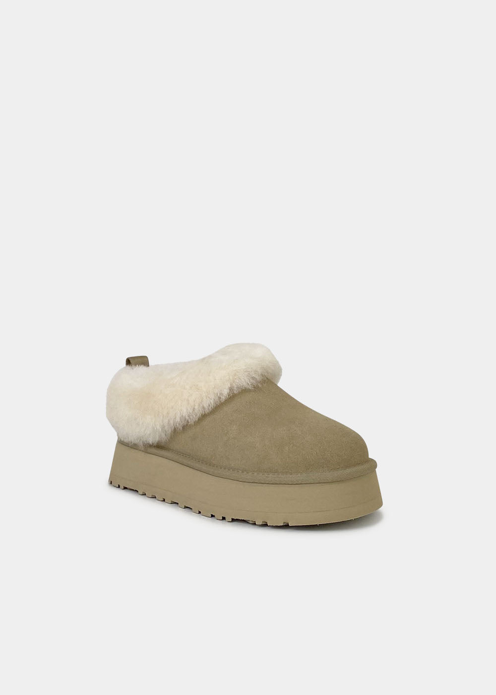 Mules plateforme UGG Tazzelle en velours beige mustard seed, vue 2 – mules femme | Ann Tuil