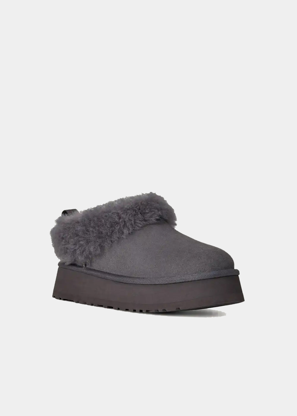 Mules plateforme UGG Tazzelle en velours gris obsidian, vue 2 – mules femme | Ann Tuil