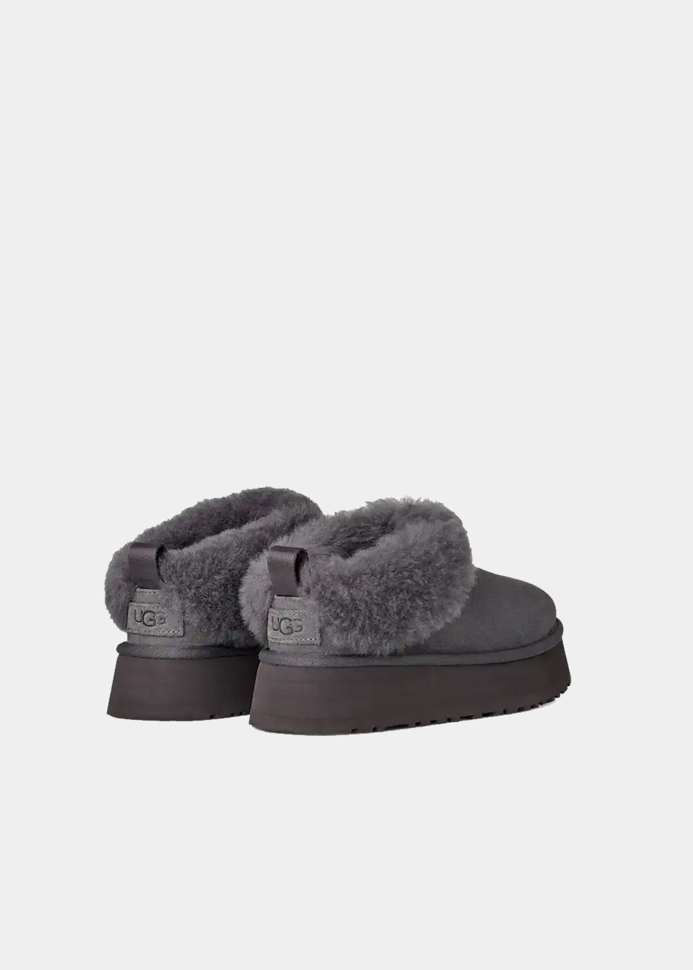 Mules plateforme UGG Tazzelle en velours gris obsidian, vue 5 – mules femme | Ann Tuil