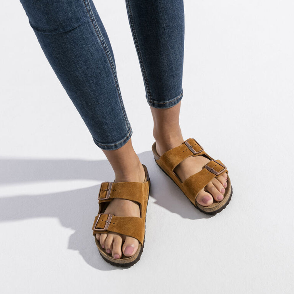 Mules Birkenstock Arizona BS en cuir velours camel, vue 3 – mules femme | Ann Tuil