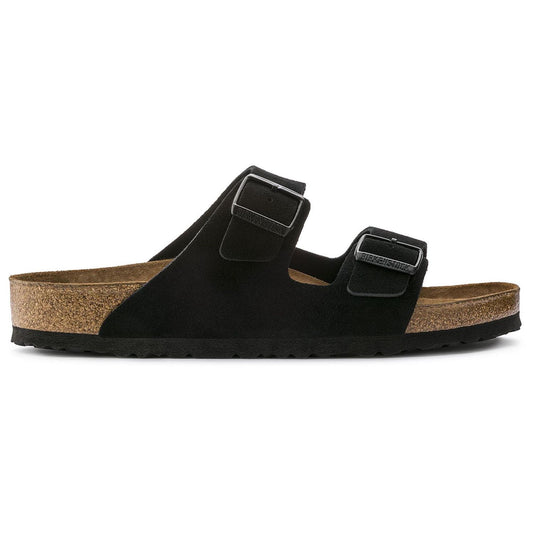 Mules Birkenstock Arizona en velours noir, vue de profil – mules femme | Ann Tuil