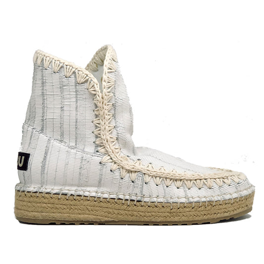 Boots Mou Eskimo 18 Jute Sp Leather en cuir blanc, vue de profil – boots femme | Ann Tuil