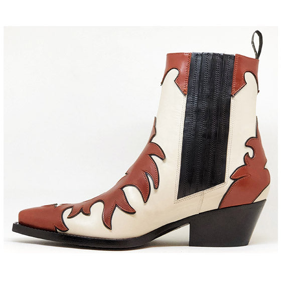Santiags Sartore Smile Bis en cuir blanc bordeaux, vue 4 – santiags femme | Ann Tuil