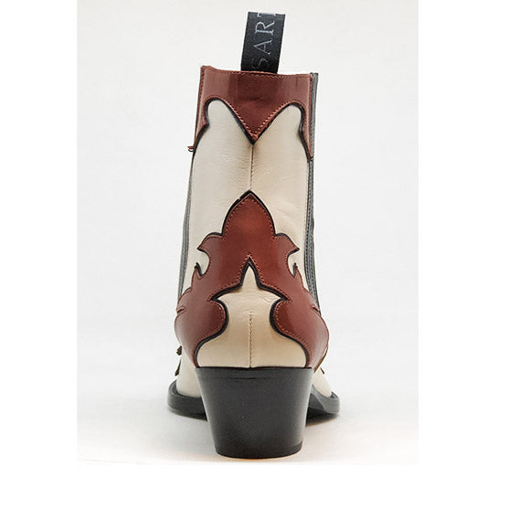 Santiags Sartore Smile Bis en cuir blanc bordeaux, vue 6 – santiags femme | Ann Tuil