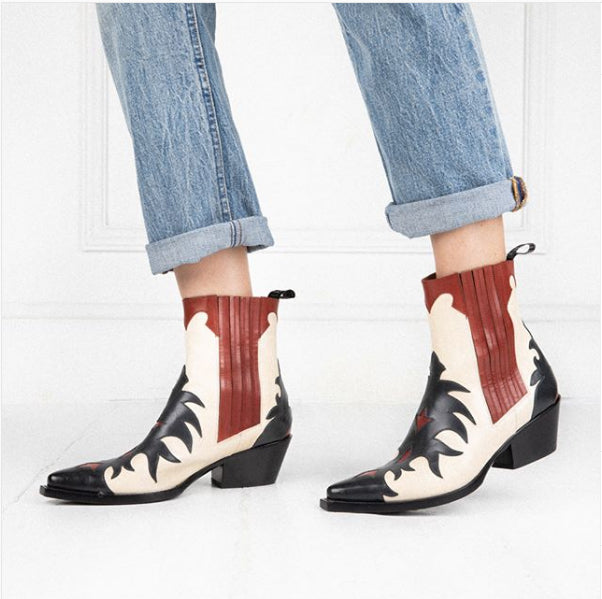 Boots Sartore Sunday SR3652 en cuir noir, rouge et blanc, vue 3 – boots femme | Ann Tuil