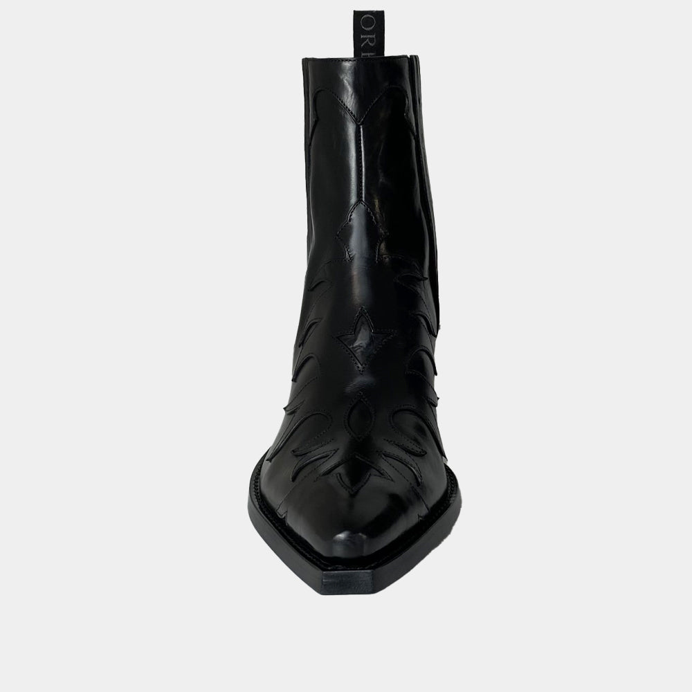 Boots Sartore Sunday SR3652S en cuir ciré noir, vue 3 – boots femme | Ann Tuil