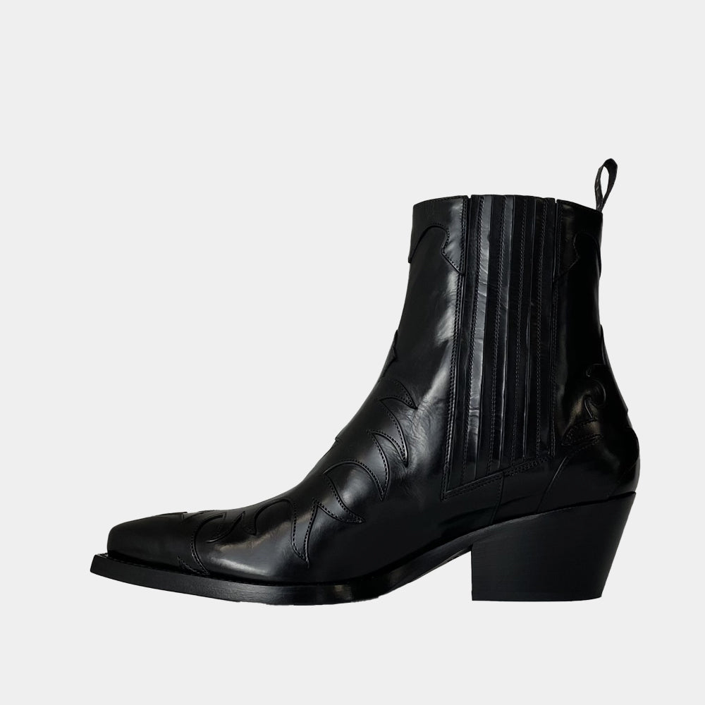 Boots Sartore Sunday SR3652S en cuir ciré noir, vue 4 – boots femme | Ann Tuil
