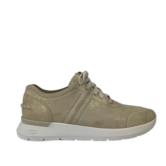 Baskets UGG Adaleen en cuir métallisé doré, vue de profil – baskets femme | Ann Tuil