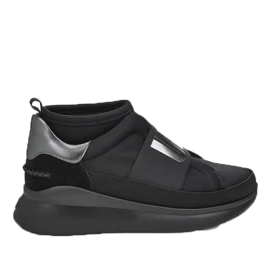 Baskets UGG Neutra Metallic en cuir et néoprène métallisé, vue de profil – baskets femme | Ann Tuil
