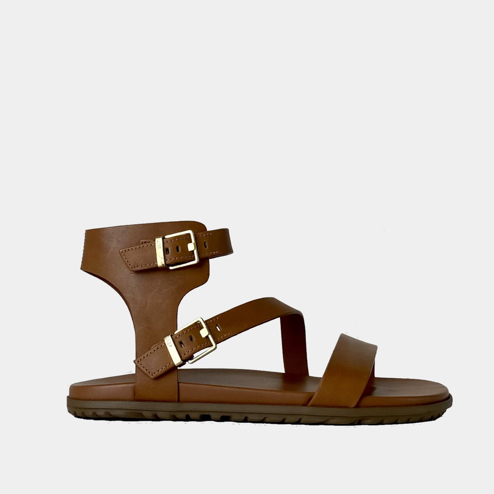 Sandales UGG Solivan Strap en cuir camel, vue de profil – sandales femme | Ann Tuil